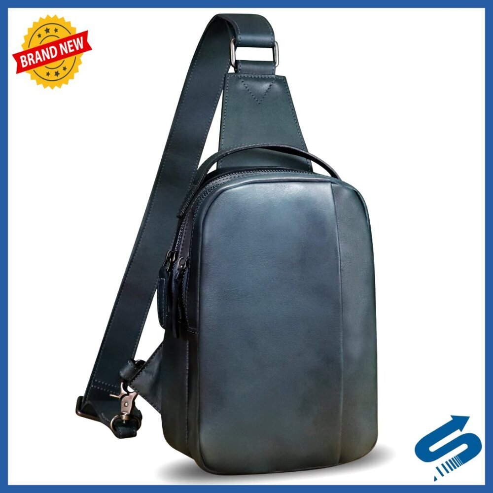 Genuine Leather Crossbody Sling Bag Retro Shoulder Backpack Daypack